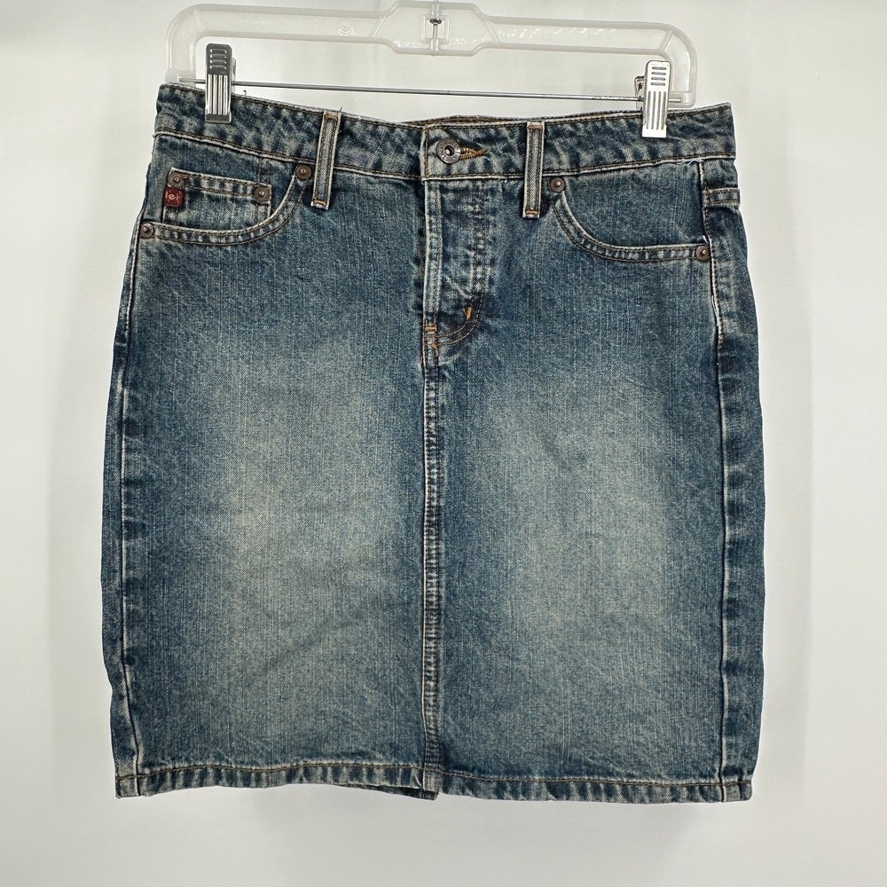 Lei Womens Y2K Denim Skirt Size 5 Mini Grunge Indie Sleaze Low Rise Vintage
